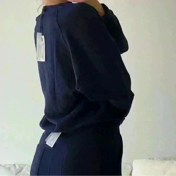 NWT Tate Jones Lounge Cozy Set Crew Sweatshirt + Side Slit Sweat Navy Si… - Picture 12 of 13